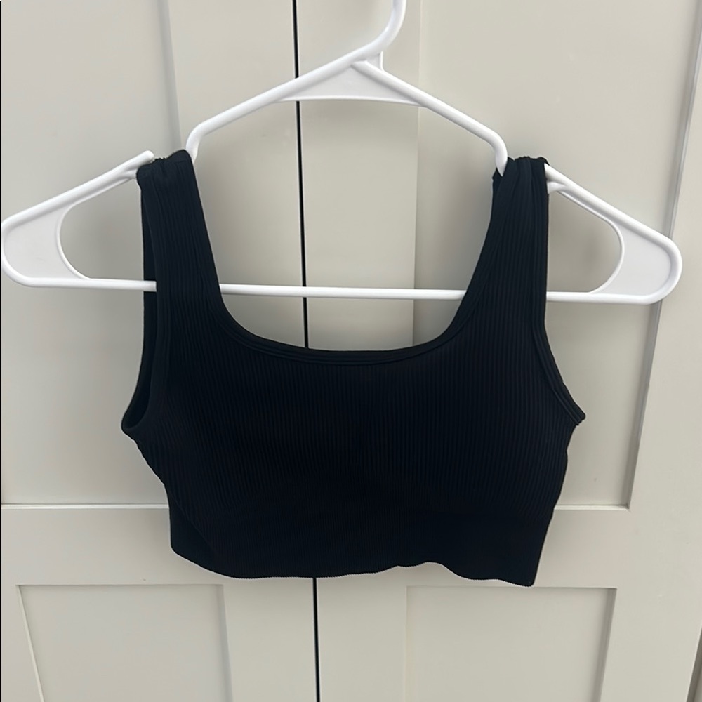 Black Ribbed Women's Crop Top